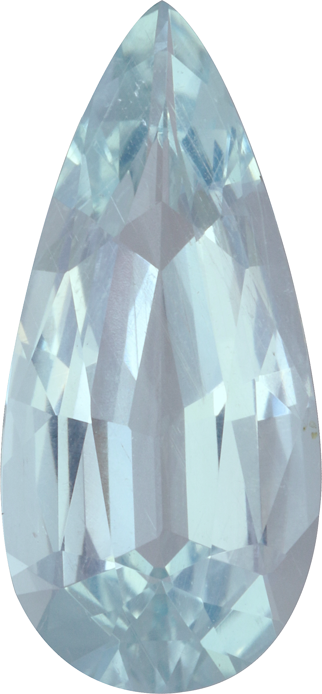 Pear cut aquamarine, 16.68 by 7.66 mm, shown at actual size