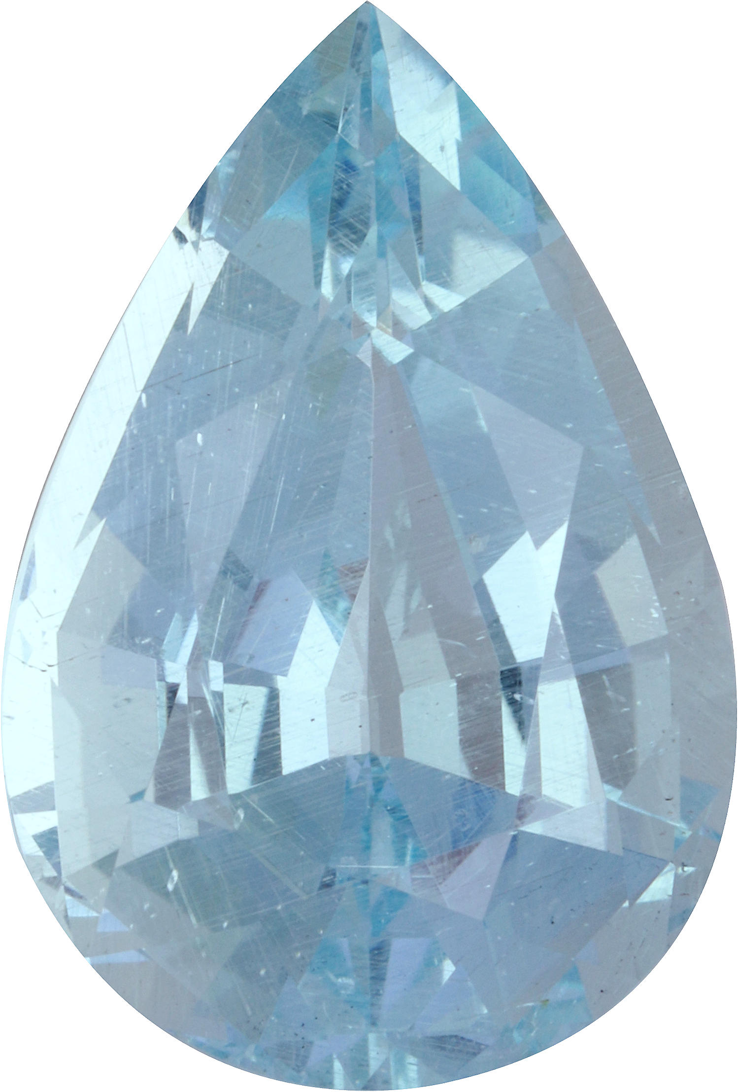 Pear cut aquamarine, 20.35 by 13.85 mm, shown at actual size