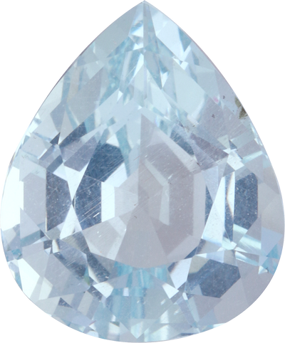 Pear cut aquamarine, 11.98 by 9.95 mm, shown at actual size