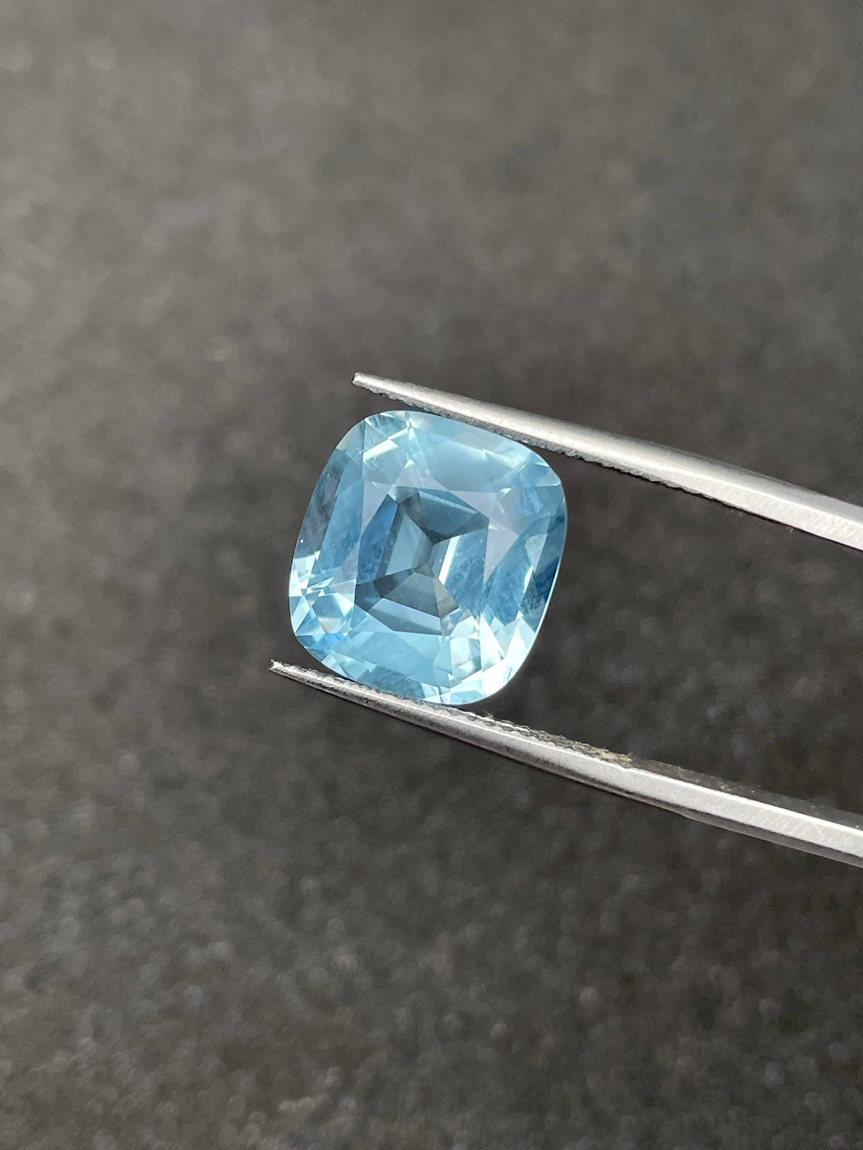 baby blue aquamarine, 7.89ct cushion cut — view 5
