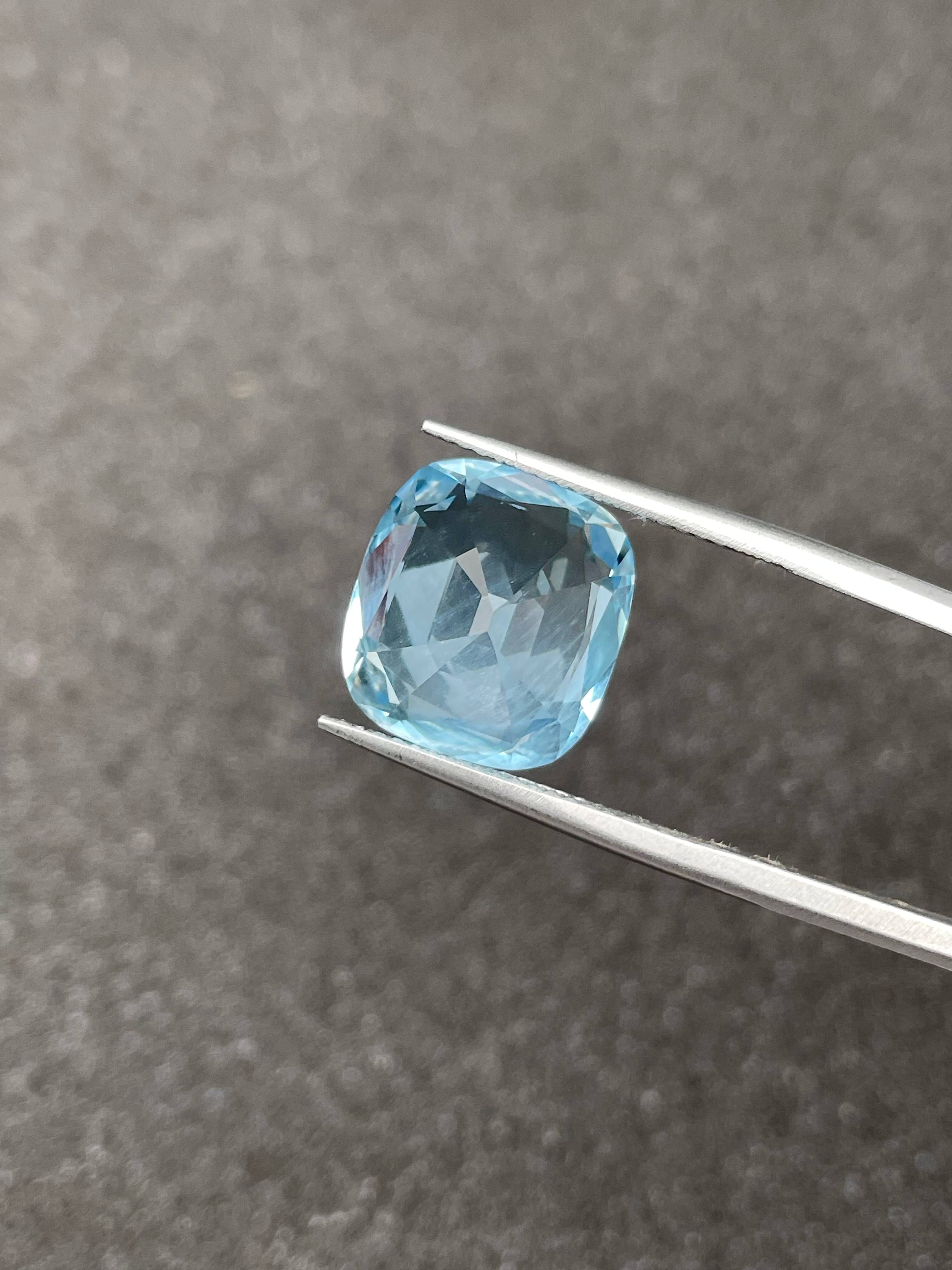baby blue aquamarine, 7.89ct cushion cut — view 6