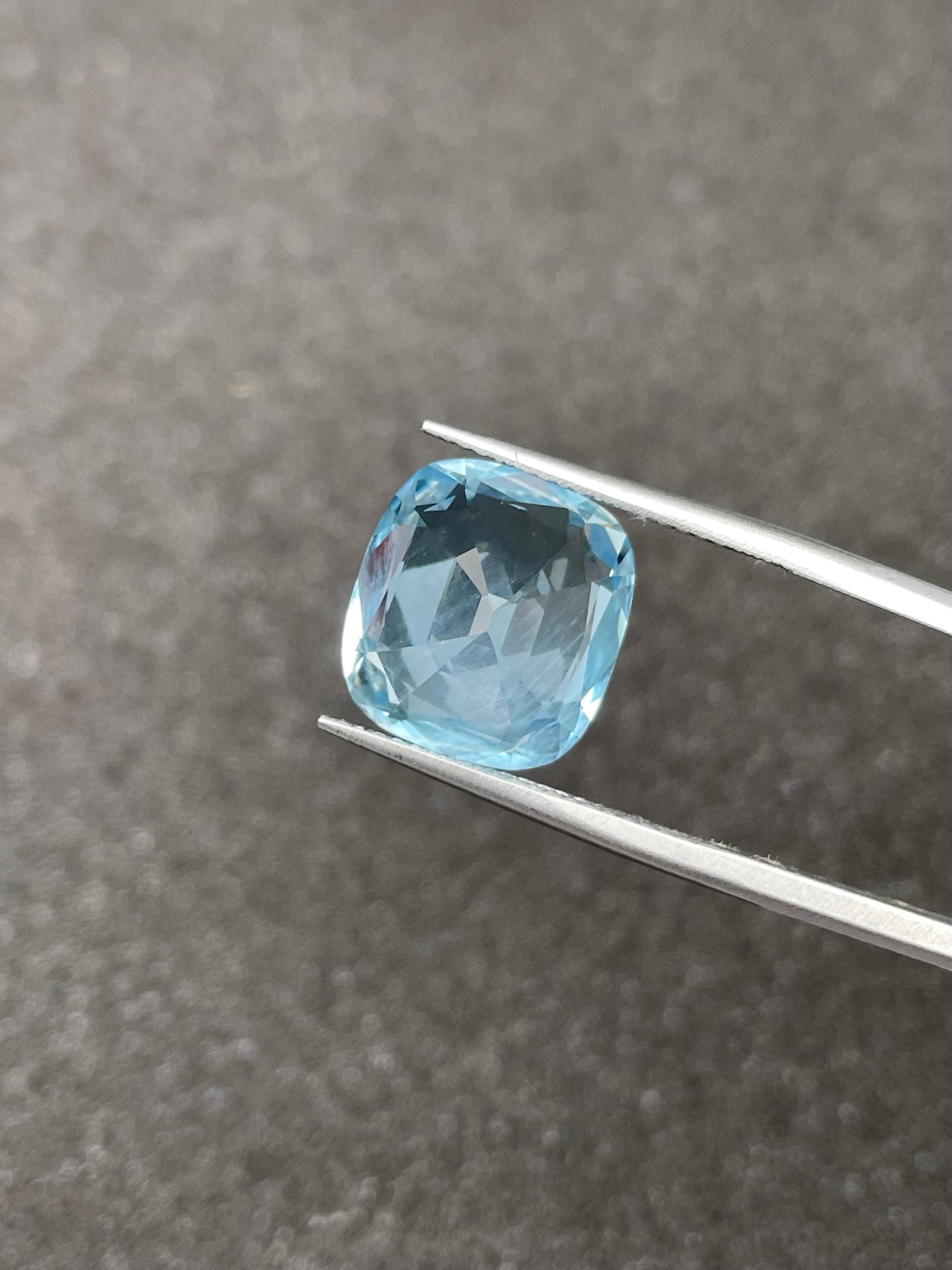 baby blue aquamarine, 7.89ct cushion cut — view 6