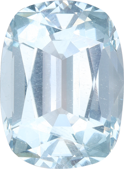 Cushion cut aquamarine, 16.29 by 11.98 mm, shown at actual size
