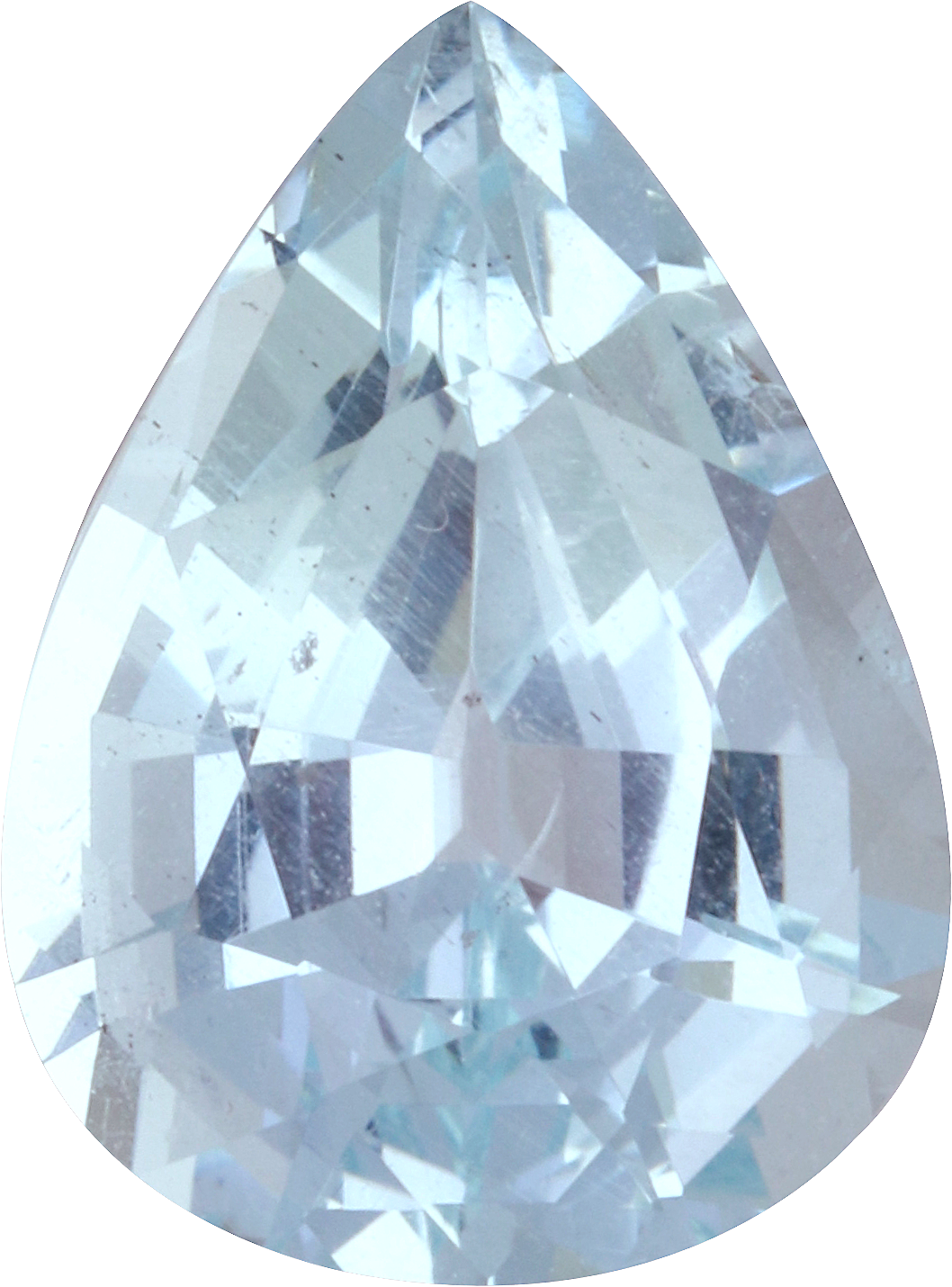 Pear cut aquamarine, 12.01 by 8.9 mm, shown at actual size