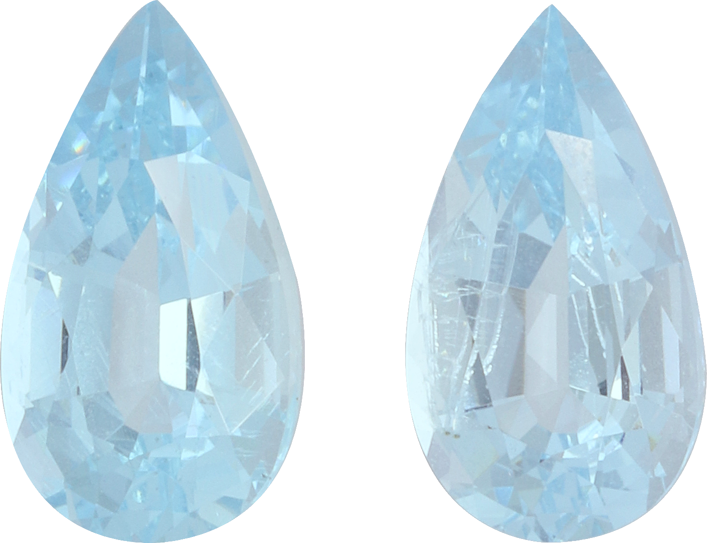 Pear cut aquamarine, 12.06 by 6.68 mm, shown at actual size
