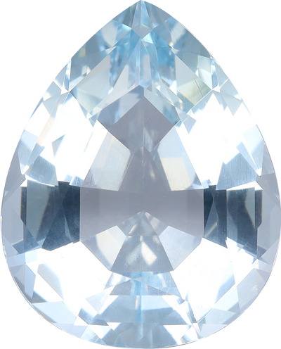 Pear cut aquamarine, 19.95 by 16.15 mm, shown at actual size