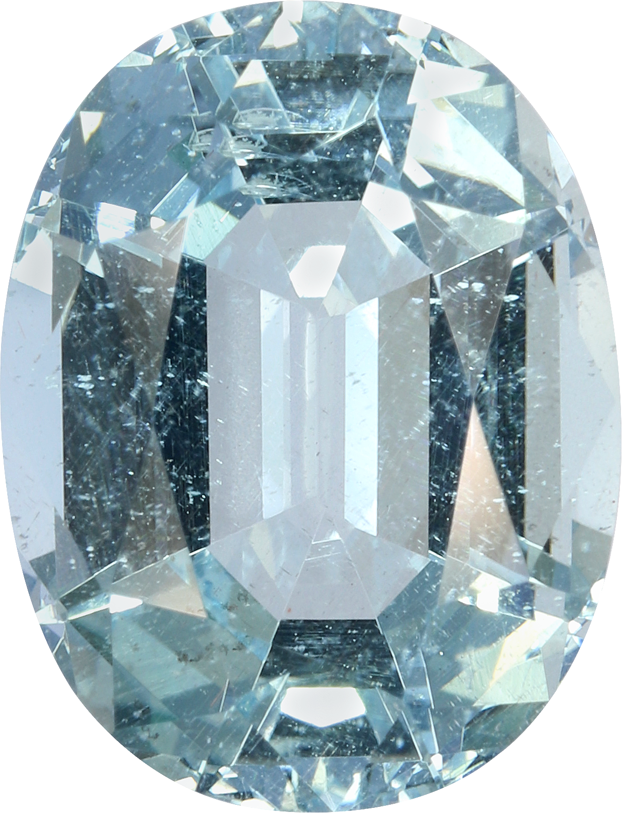 Oval cut aquamarine, 13.02 by 9.97 mm, shown at actual size