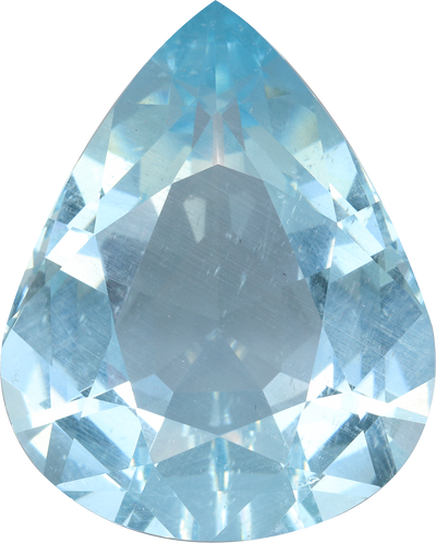 Pear cut aquamarine, 28.95 by 23.25 mm, shown at actual size