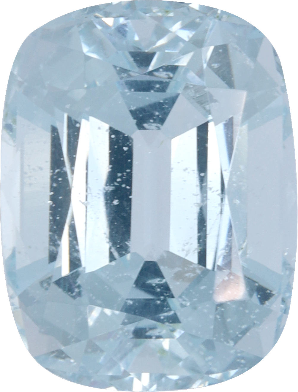 Cushion cut aquamarine, 13.44 by 10.22 mm, shown at actual size