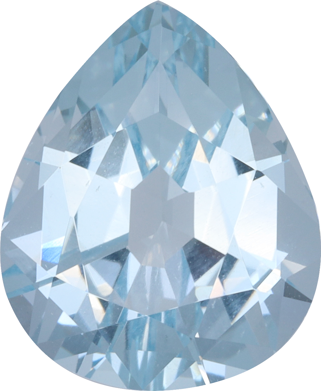 Pear cut aquamarine, 13.25 by 10.89 mm, shown at actual size