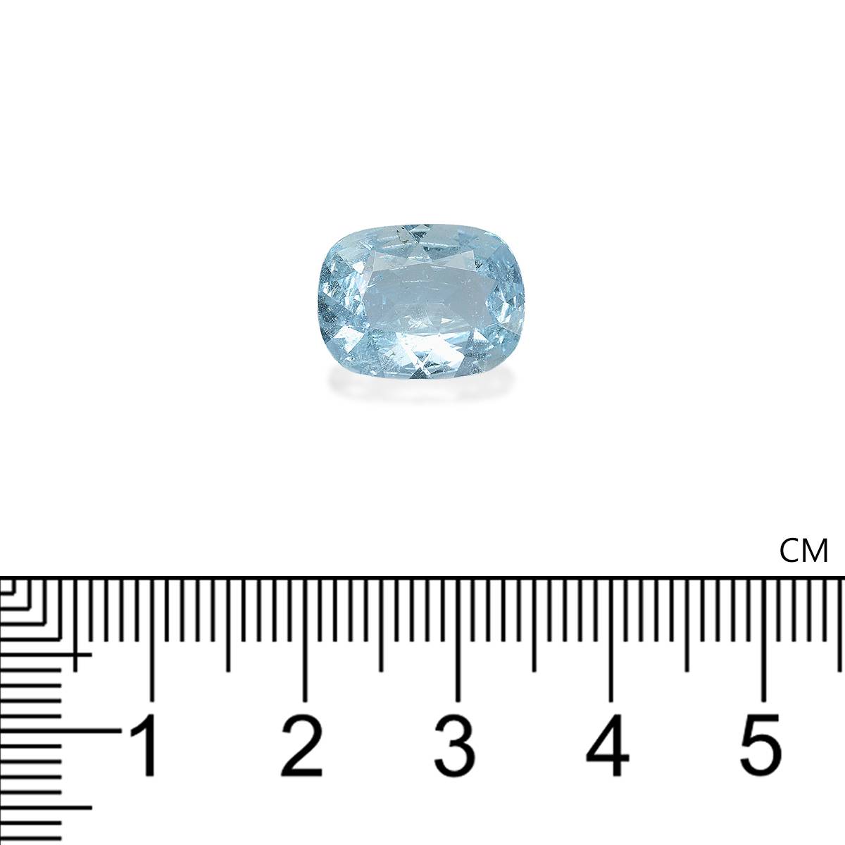 sky blue aquamarine, 4.7ct cushion cut — view 4