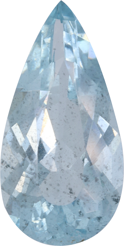 Pear cut aquamarine, 20.06 by 10.1 mm, shown at actual size