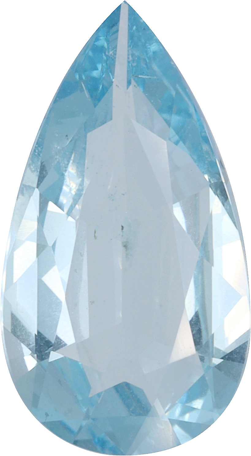 Pear cut aquamarine, 15.5 by 8.56 mm, shown at actual size