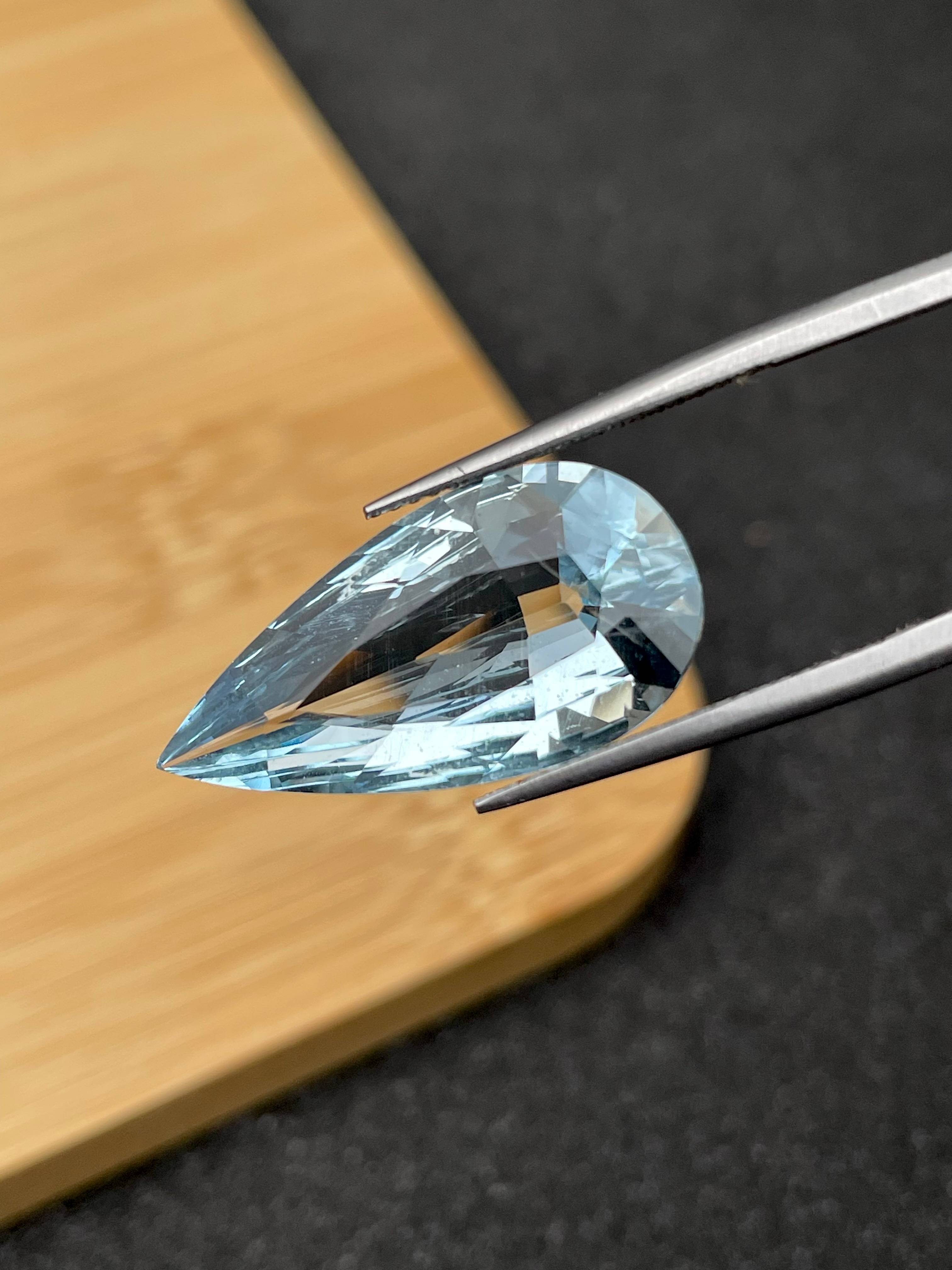 sky blue aquamarine, 6.65ct pear cut — view 5