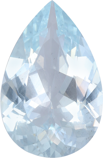 Pear cut aquamarine, 20.98 by 13.67 mm, shown at actual size