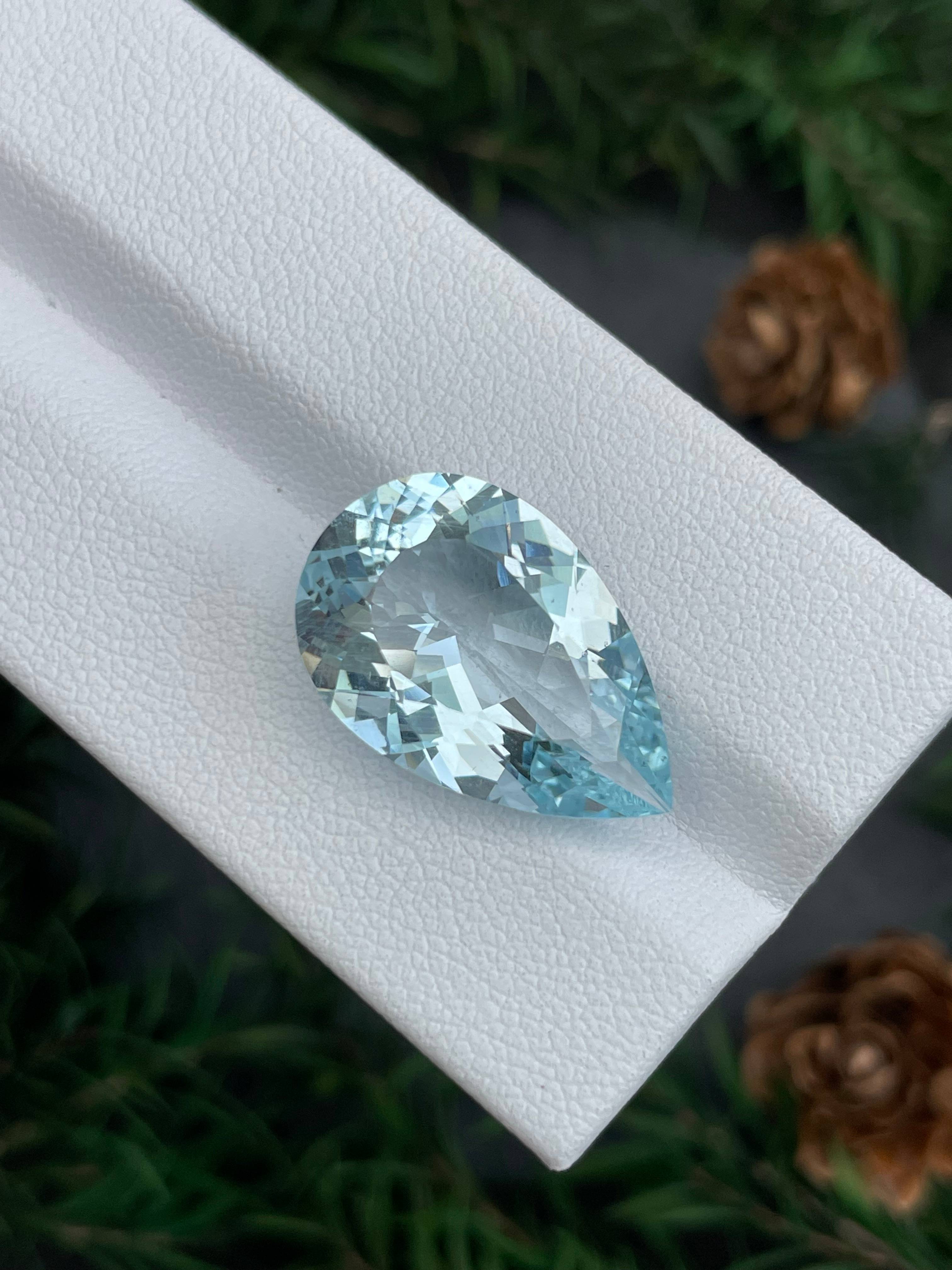 sky blue aquamarine, 11.53ct pear cut — view 6