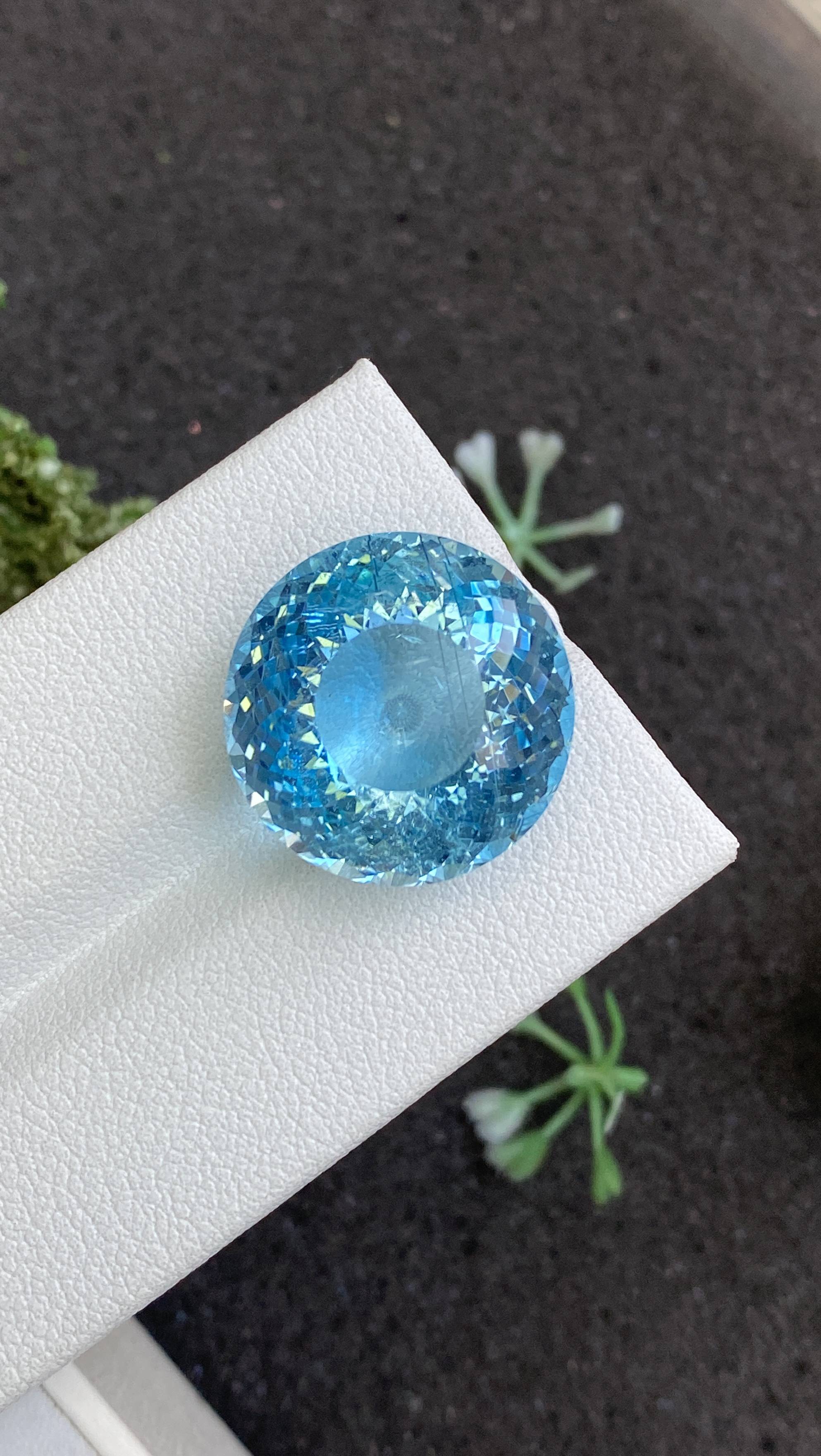 arctic blue aquamarine, 17.47ct round cut — view 6