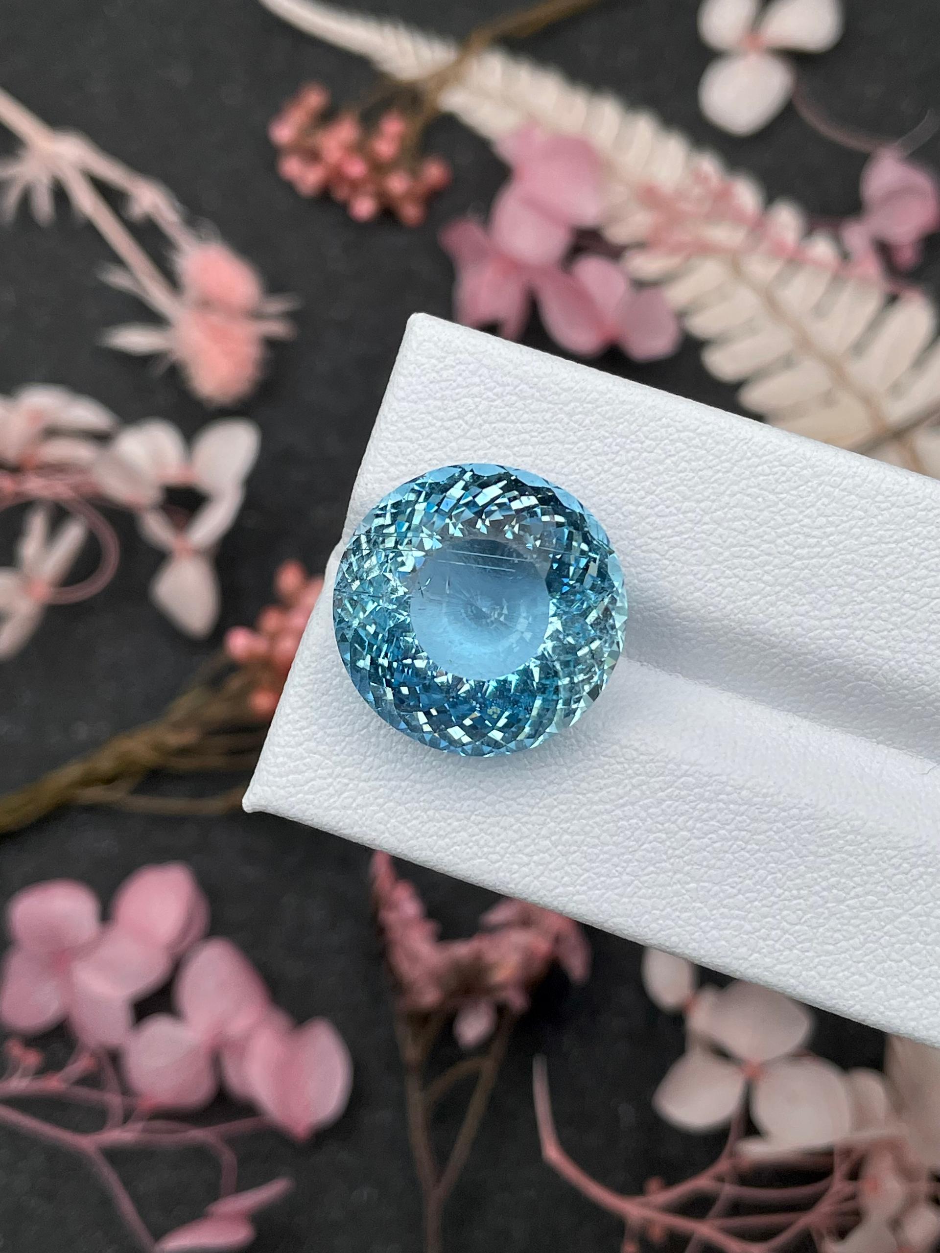 arctic blue aquamarine, 17.47ct round cut — view 7