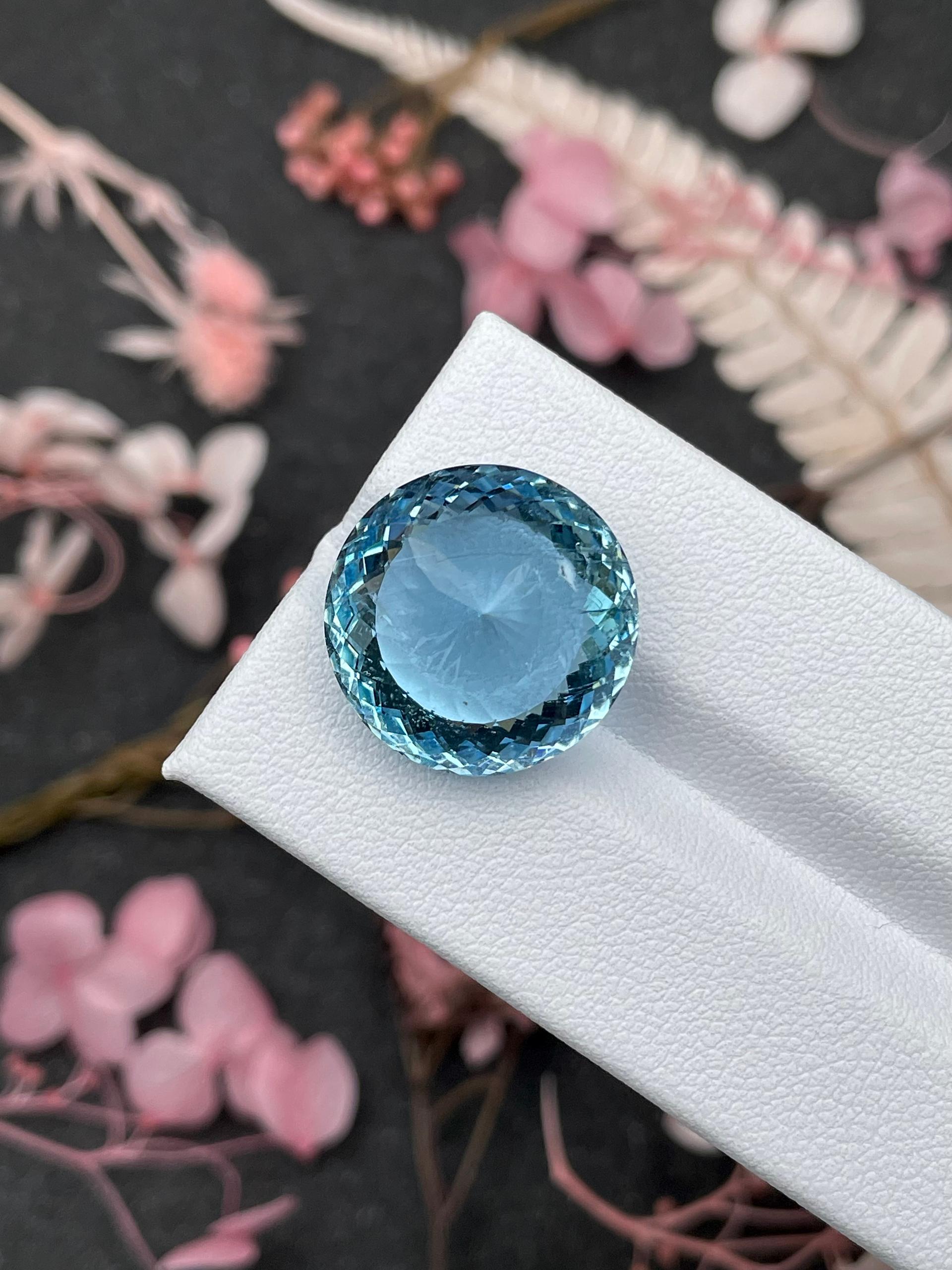 arctic blue aquamarine, 17.47ct round cut — view 8