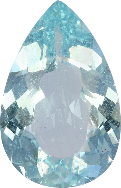Pear cut aquamarine, 20.25 by 13.12 mm, shown at actual size