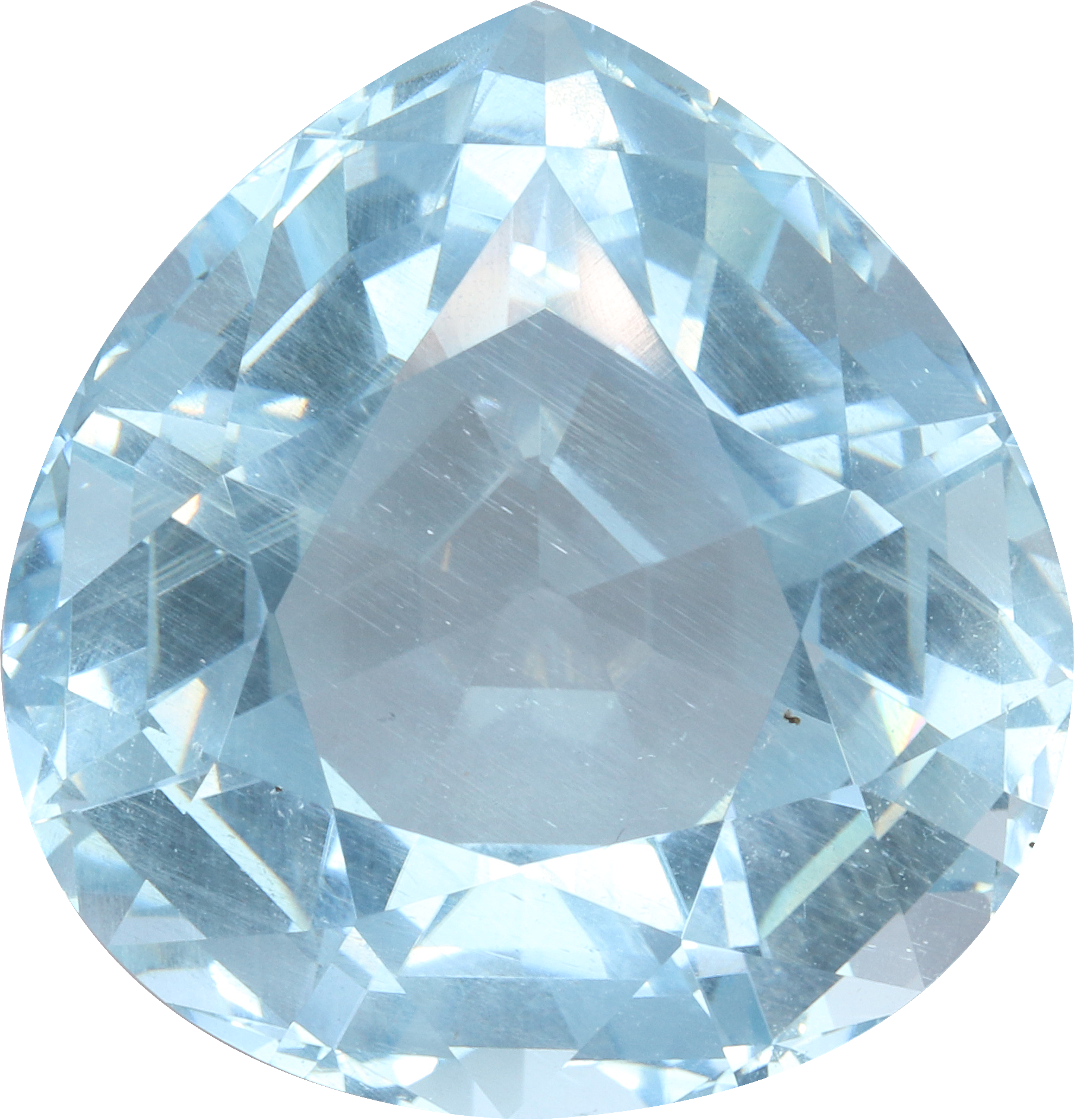 Pear cut aquamarine, 20.02 by 19.21 mm, shown at actual size