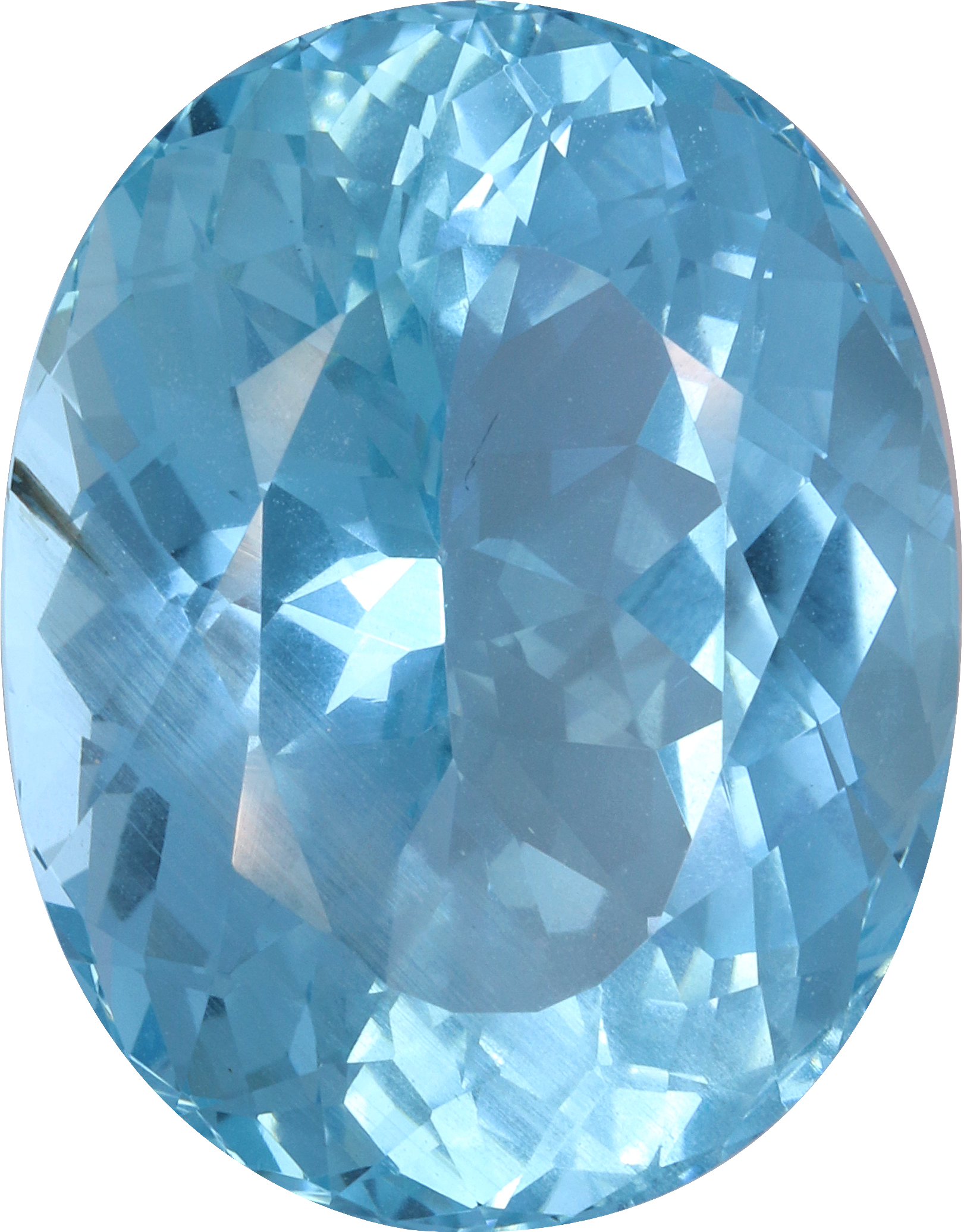 Oval cut aquamarine, 22.01 by 17.07 mm, shown at actual size