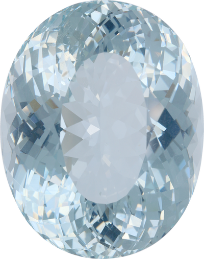 Oval cut aquamarine, 31.25 by 24.82 mm, shown at actual size