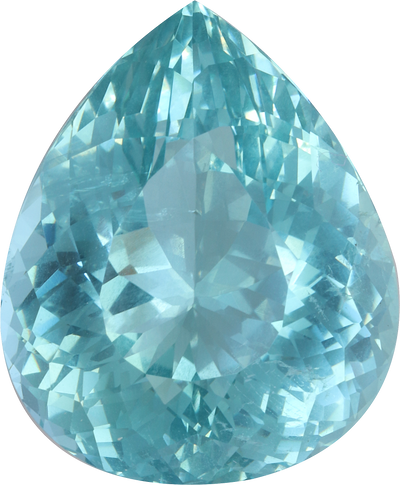 Pear cut aquamarine, 23.41 by 19.13 mm, shown at actual size