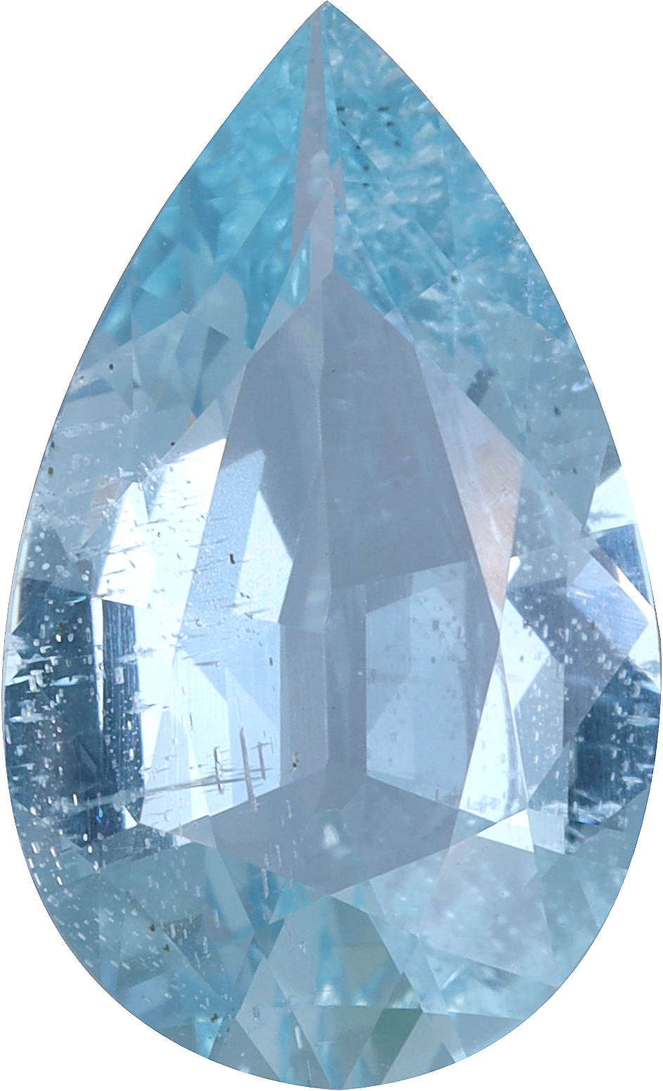Pear cut aquamarine, 14.94 by 9.1 mm, shown at actual size
