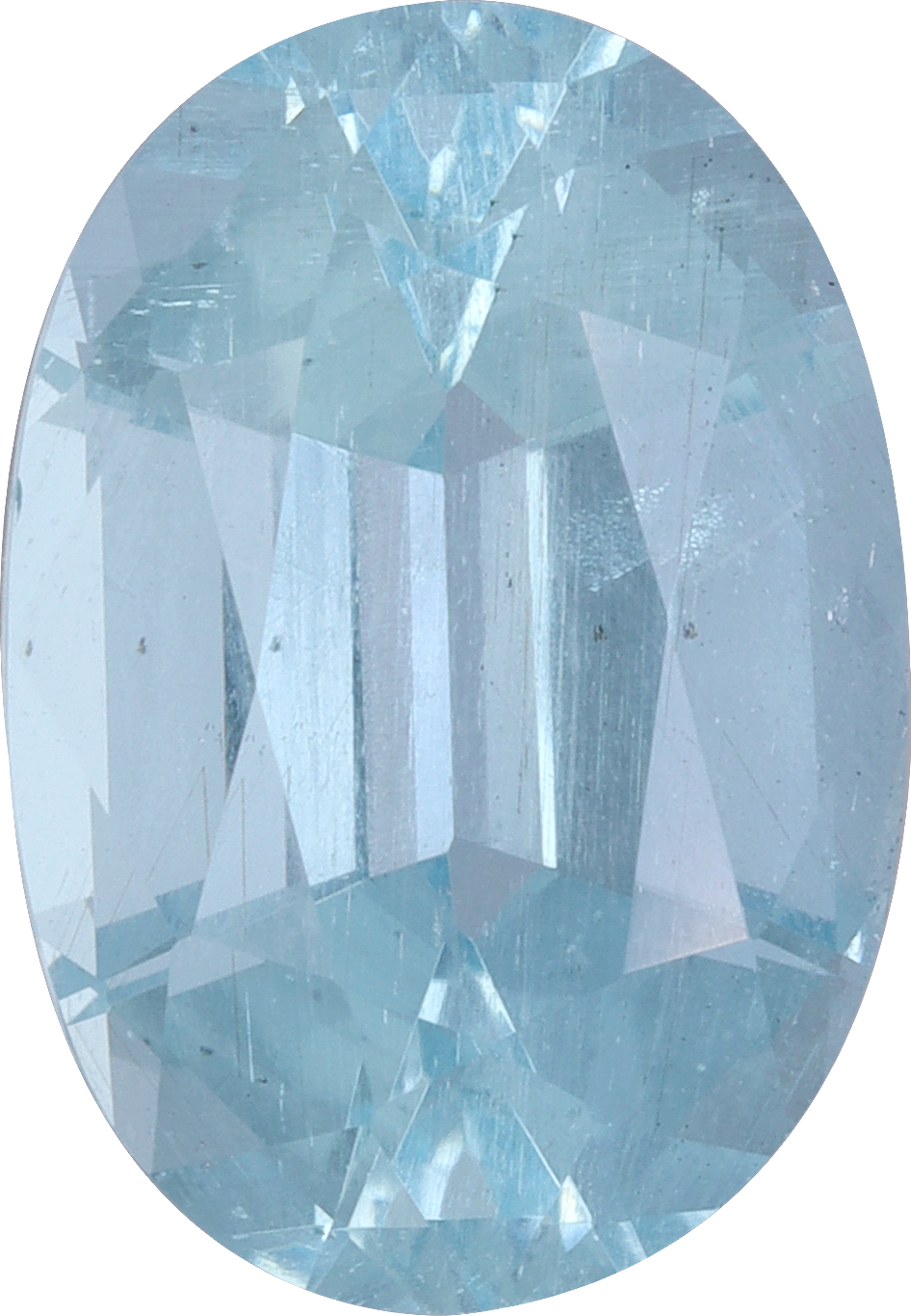 Oval cut aquamarine, 13.13 by 9.07 mm, shown at actual size