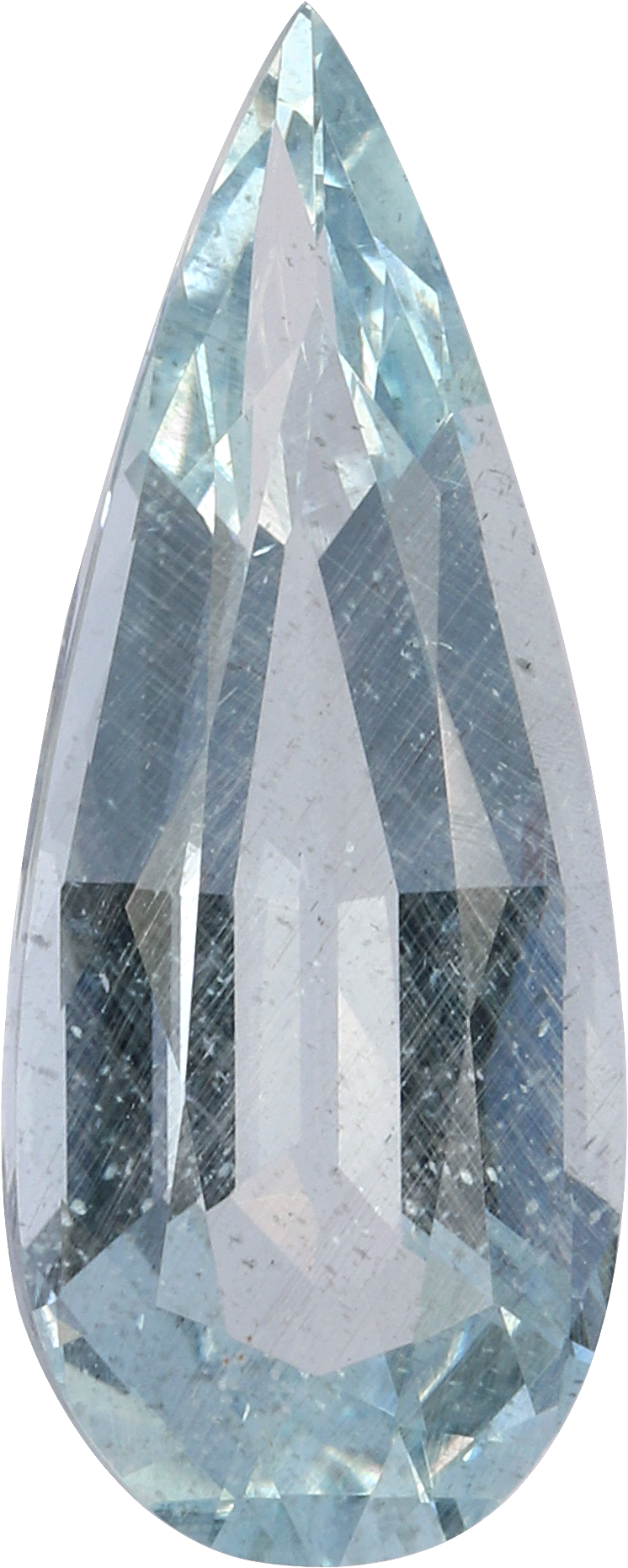 Pear cut aquamarine, 20.33 by 8.13 mm, shown at actual size