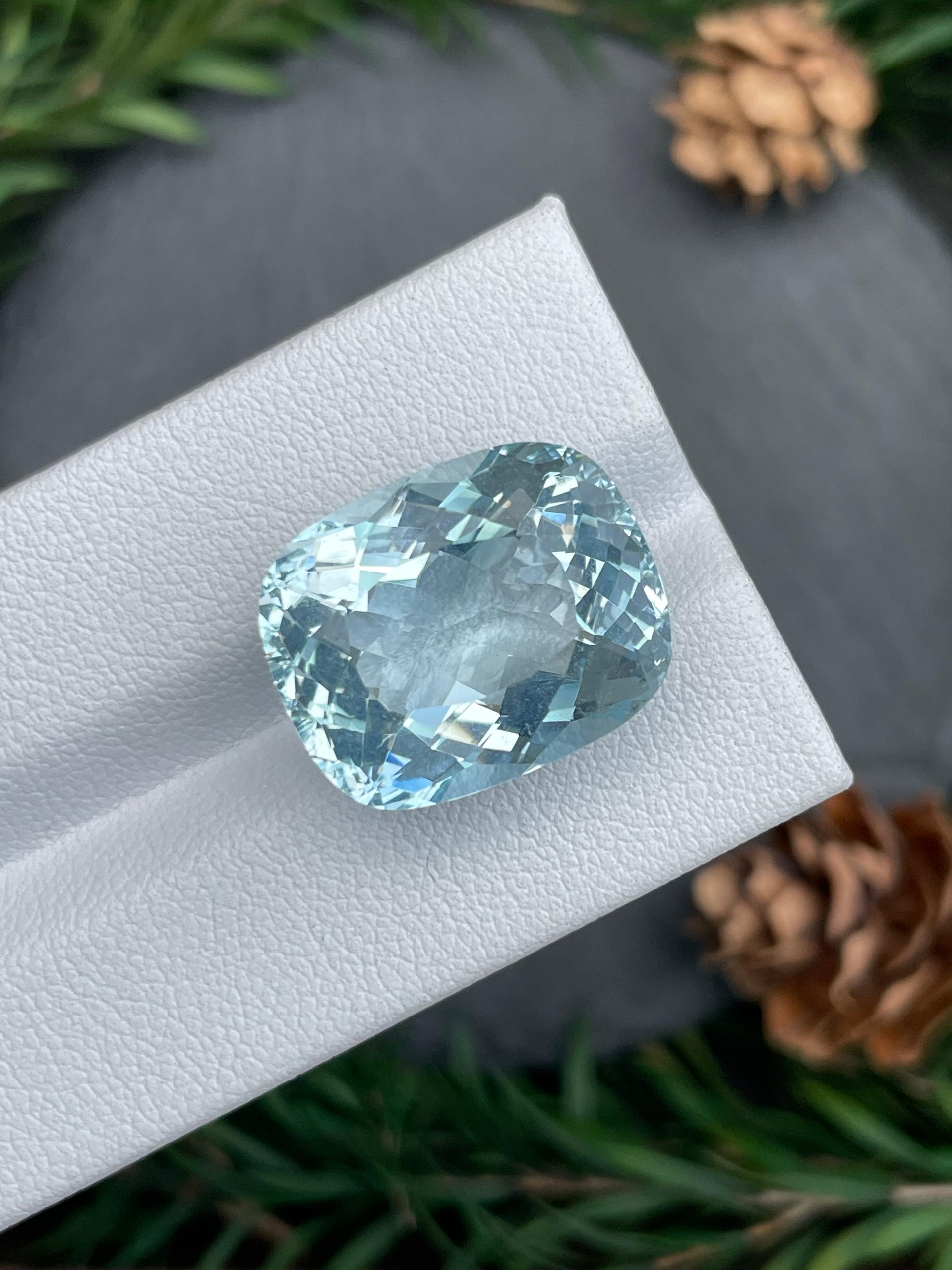 frost white aquamarine, 17.96ct cushion cut — view 5