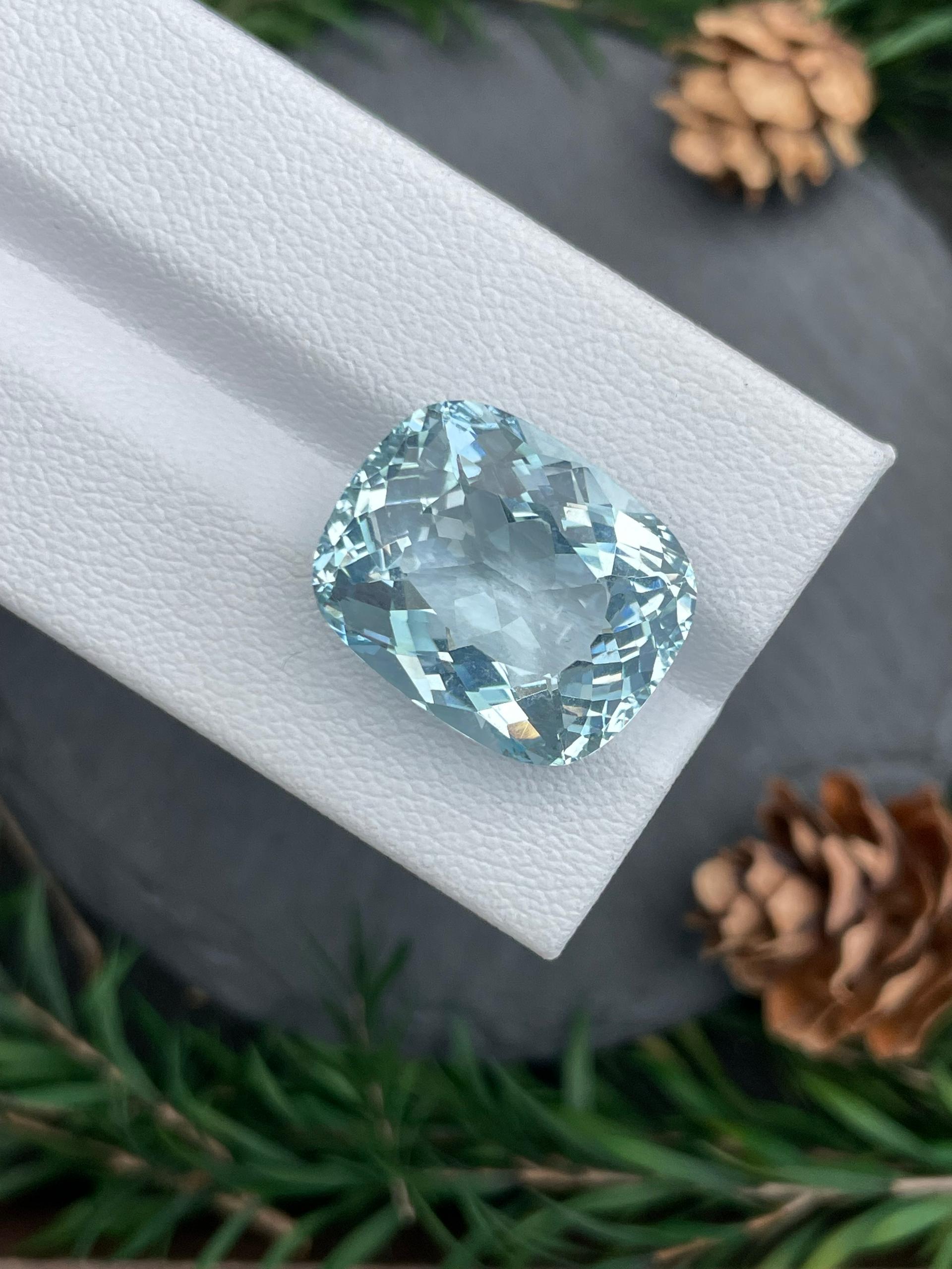 frost white aquamarine, 17.96ct cushion cut — view 6