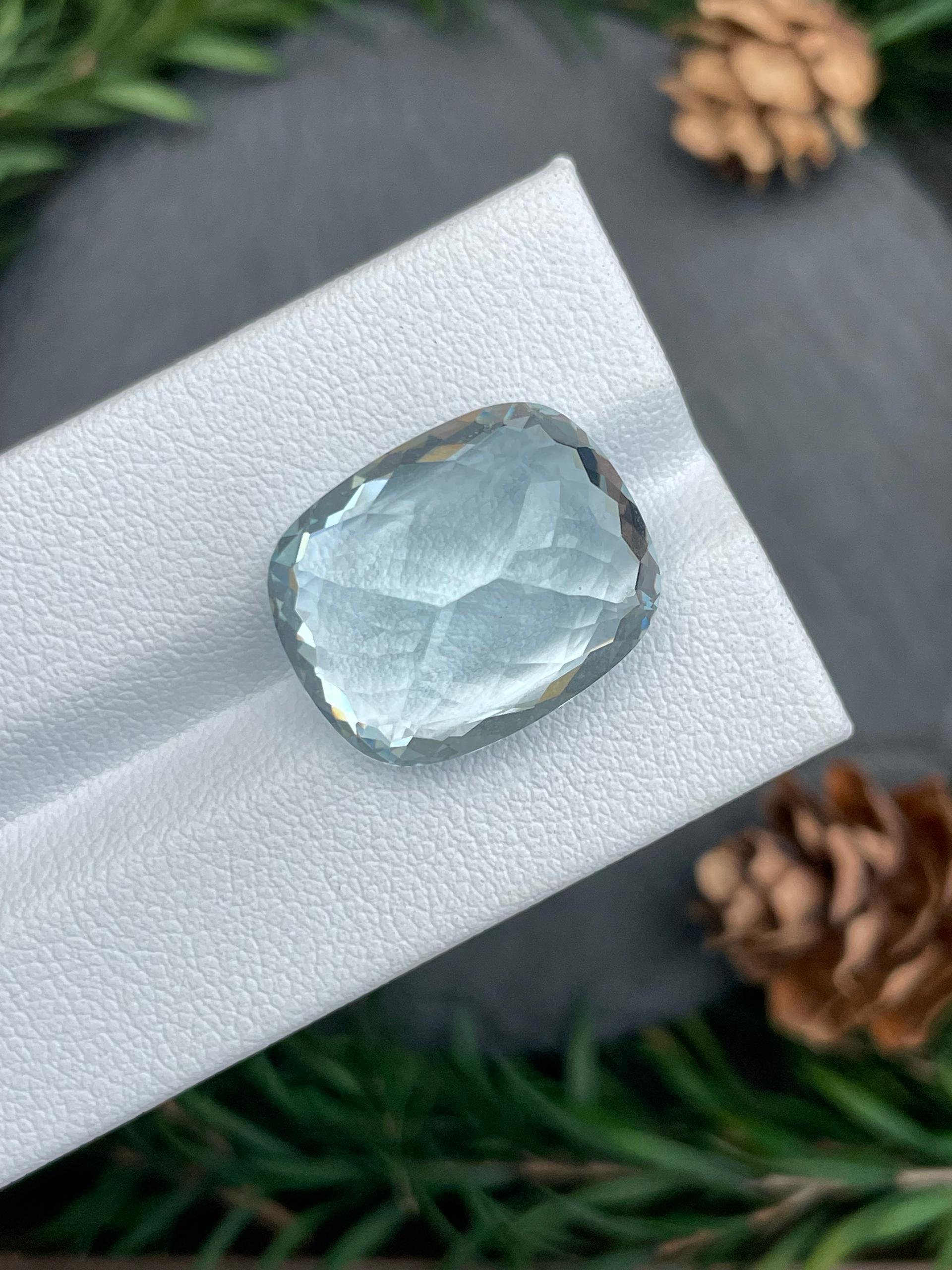 frost white aquamarine, 17.96ct cushion cut — view 7