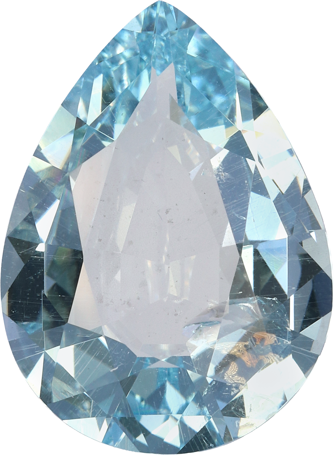 Pear cut aquamarine, 17.06 by 12 mm, shown at actual size