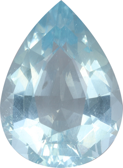 Pear cut aquamarine, 17.34 by 12.82 mm, shown at actual size
