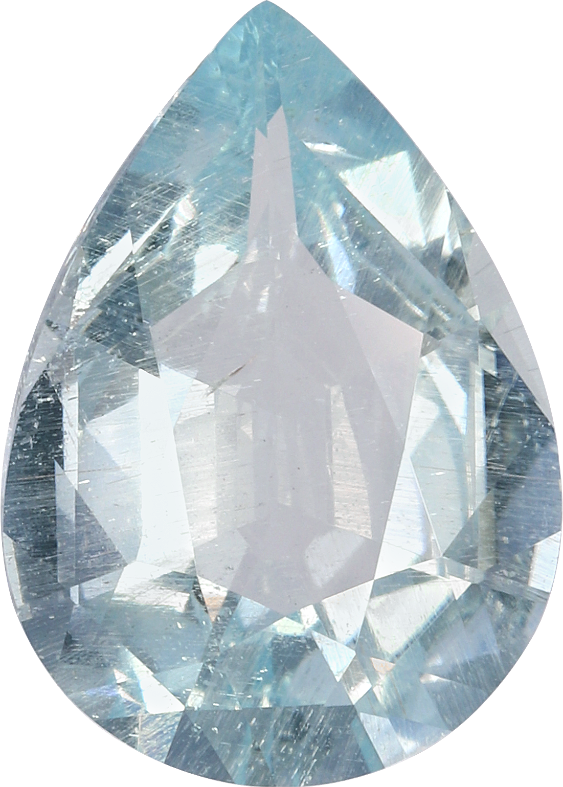 Pear cut aquamarine, 16.55 by 11.81 mm, shown at actual size