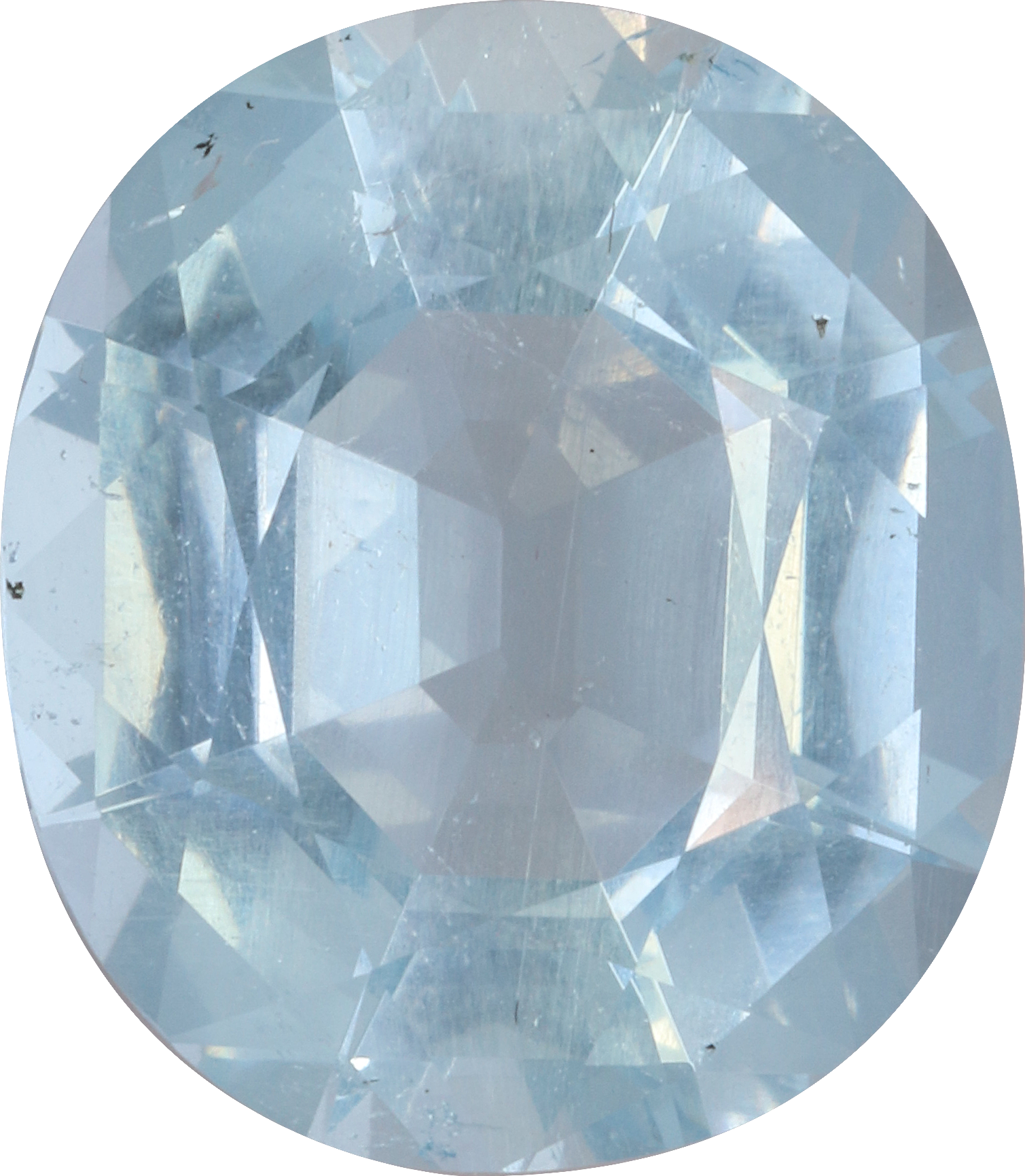 Cushion cut aquamarine, 13.73 by 12.04 mm, shown at actual size