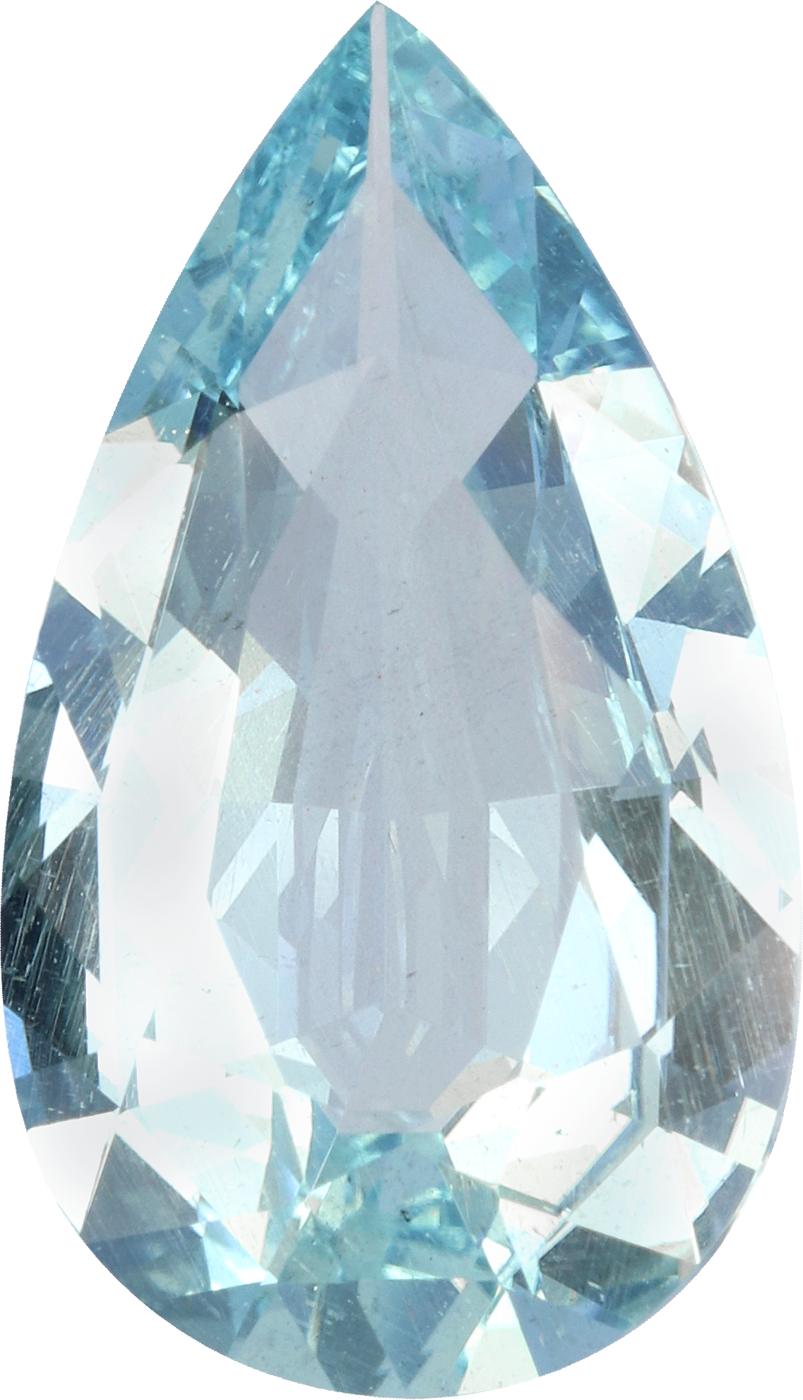 Pear cut aquamarine, 19.21 by 11.17 mm, shown at actual size