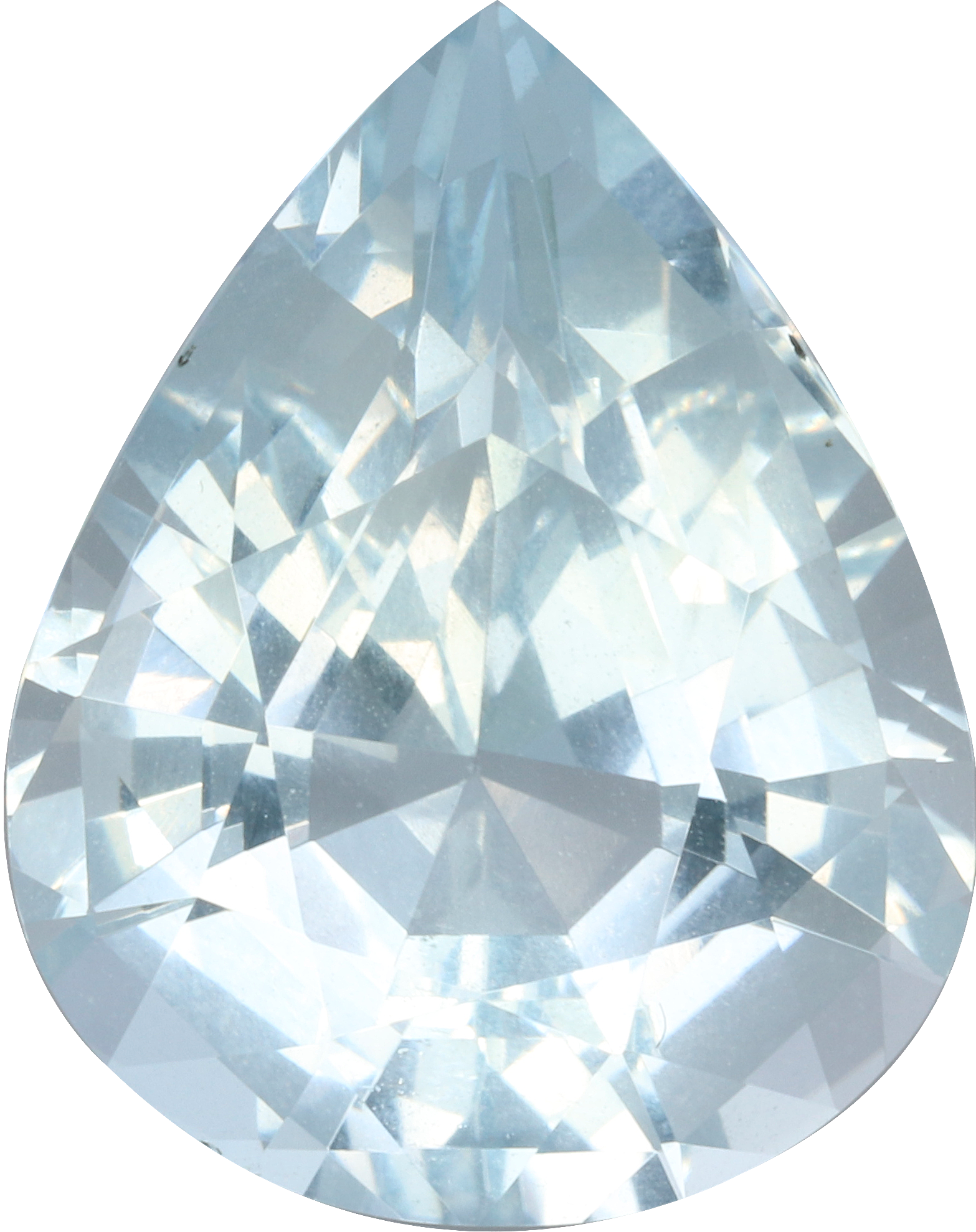 Pear cut aquamarine, 15.9 by 12.45 mm, shown at actual size