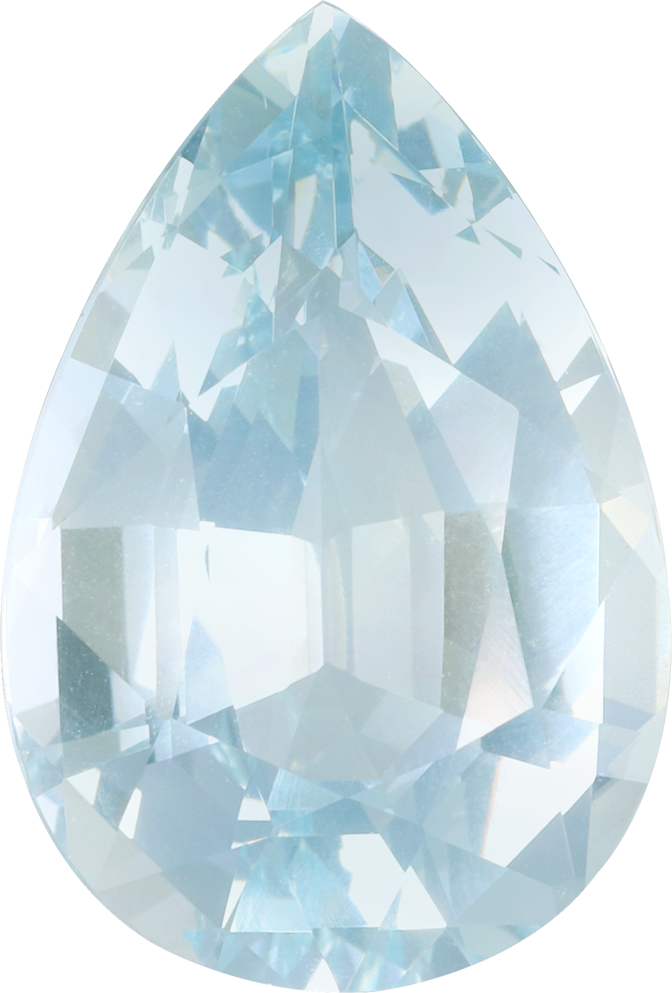 Pear cut aquamarine, 19.91 by 13.53 mm, shown at actual size