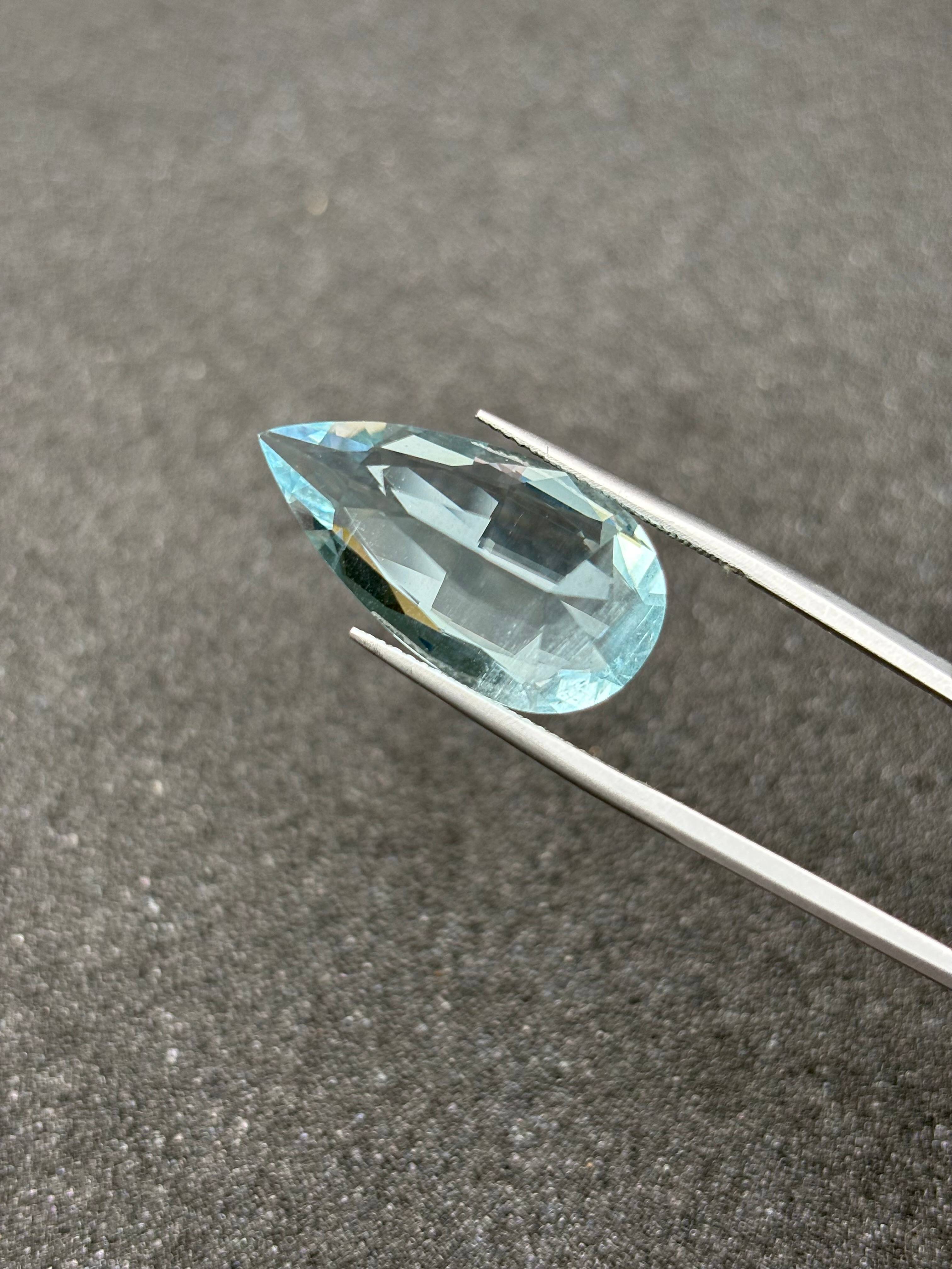 sky blue aquamarine, 13.34ct pear cut — view 5