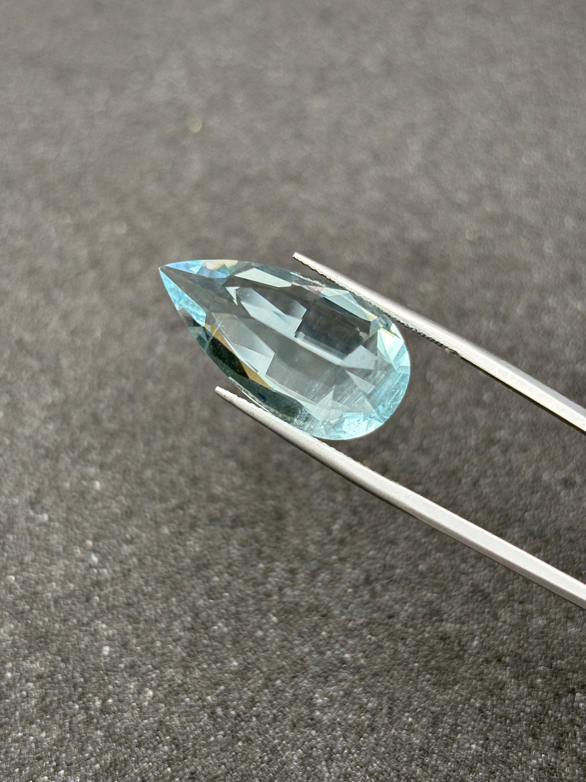 sky blue aquamarine, 13.34ct pear cut — view 5