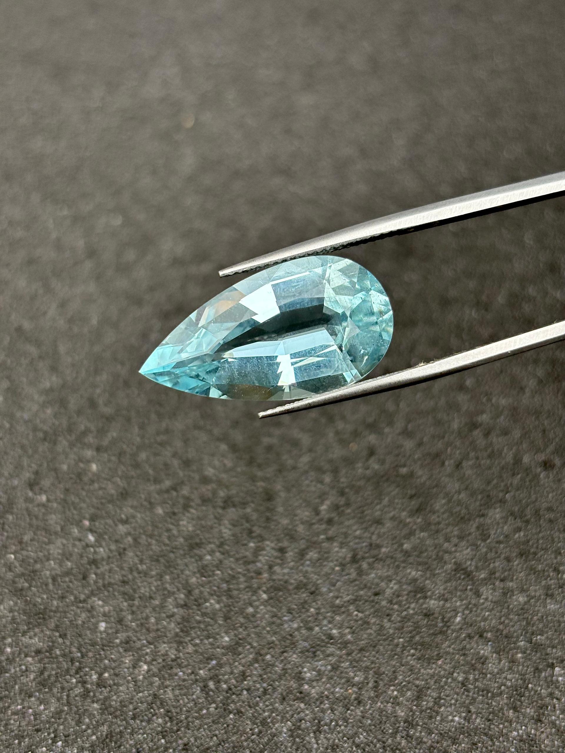 sky blue aquamarine, 13.34ct pear cut — view 6