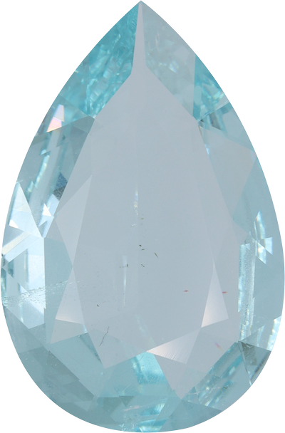 Pear cut aquamarine, 21.55 by 14.29 mm, shown at actual size