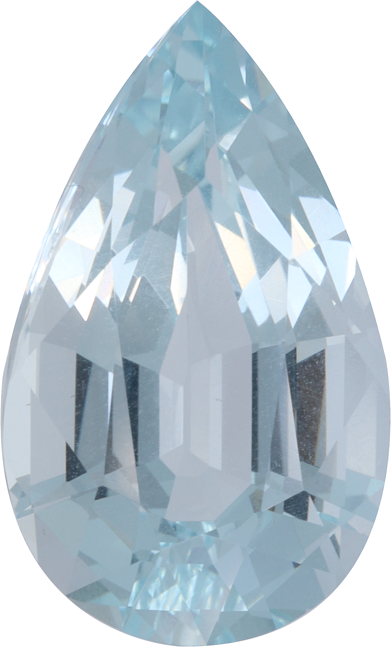 Pear cut aquamarine, 21.52 by 13.04 mm, shown at actual size