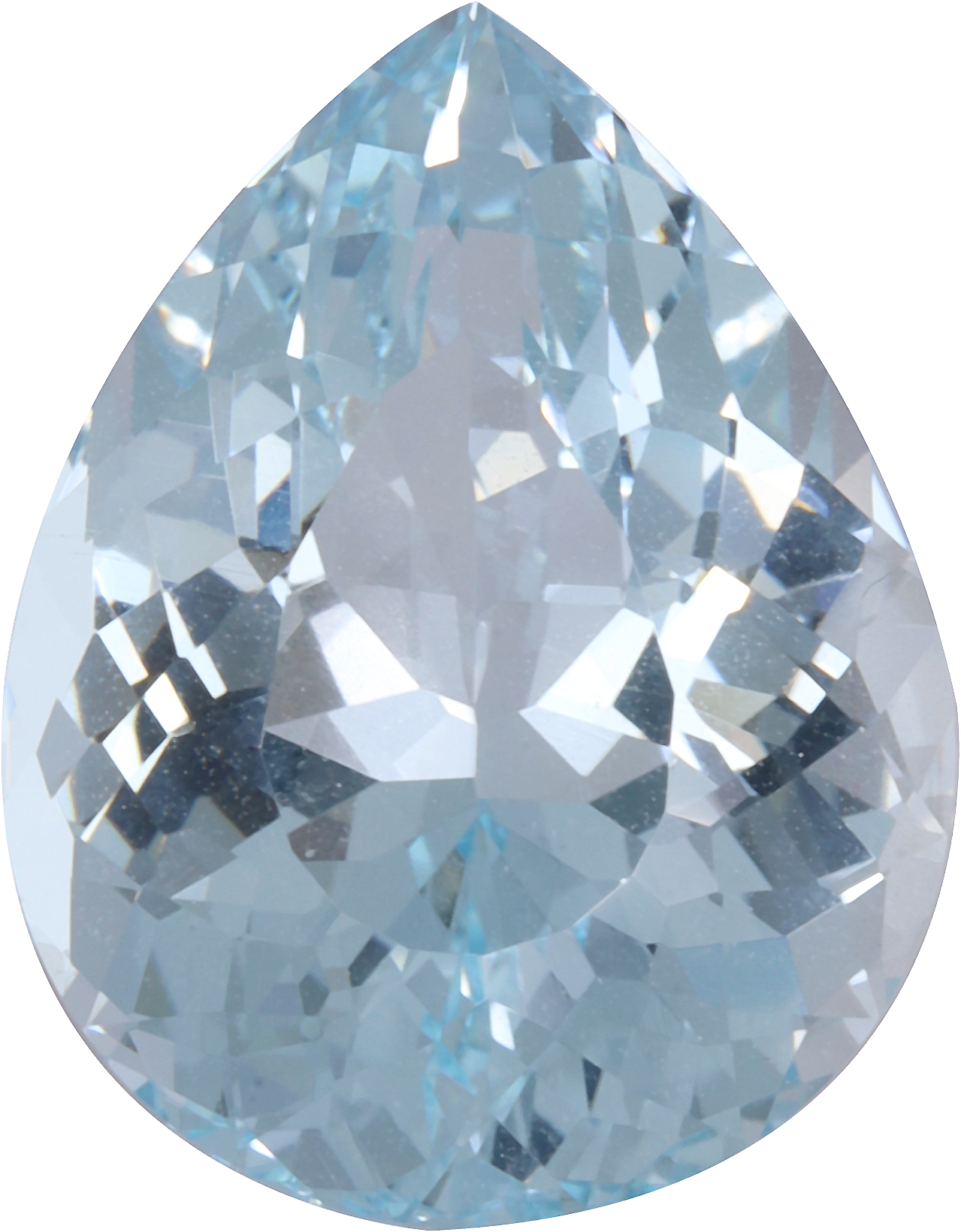 Pear cut aquamarine, 14.53 by 11.24 mm, shown at actual size