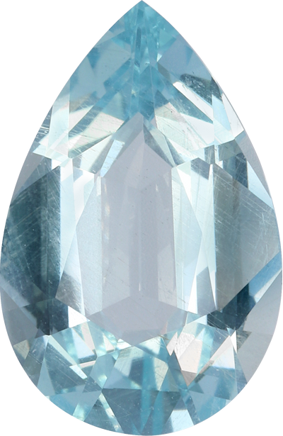 Pear cut aquamarine, 13.88 by 9.06 mm, shown at actual size