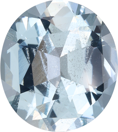 Oval cut aquamarine, 12.21 by 10.88 mm, shown at actual size