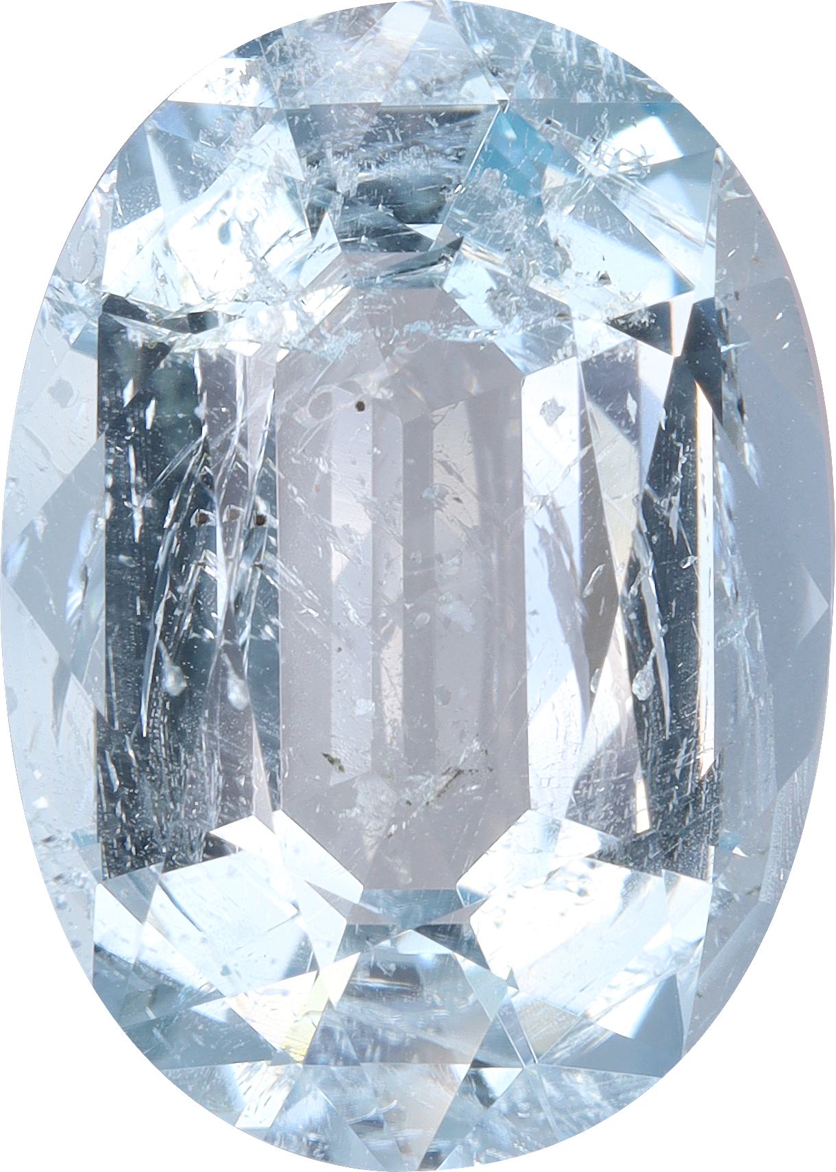 Cushion cut aquamarine, 18.8 by 13.35 mm, shown at actual size